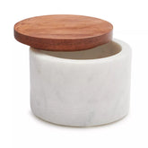 Sur La Table Marble Salt Keeper with Acacia Wood Lid