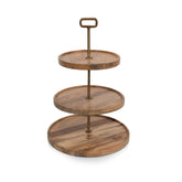 Picnic Time Mango Wood 3-Tier Serving Tray
