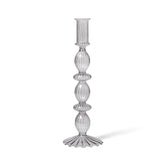 Sur La Table Grey Glass Taper Candle Holder, 10.6"
