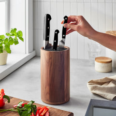 Sur La Table Round Walnut Knife Block