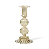 Sur La Table Taupe Glass Taper Candle Holder, 7"