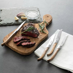 French Home Laguiole Connoisseur Steak Knives with Olivewood Handles, Set of 4