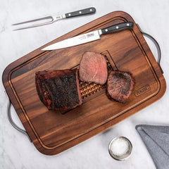 Viking Acacia Wood 20"x14" Carving Board with Handles